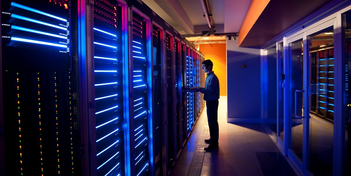 professional workingin data center